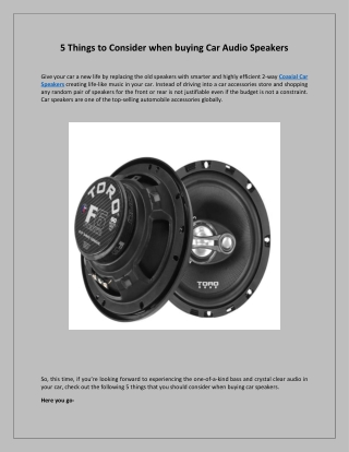 5 Things to Consider when buying Car Audio Speakers