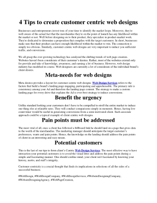 4 Tips to create customer centric web designs