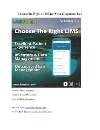 Choose the Right LIMS for Your Diagnostic Lab