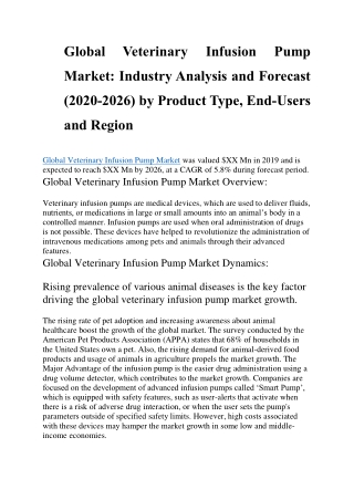 Global Veterinary Infusion Pump Market