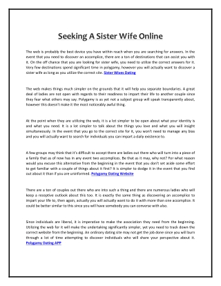 Seeking A Sister Wife Online