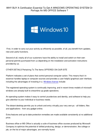 WHYBUYACertificationEssentialToGetAWINDOWSOPERATINGSYSTEMOrPerhapsAnMSOFFICESoftware