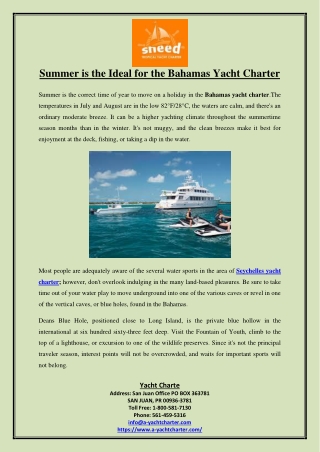 Summer is the Ideal for the Bahamas Yacht Charter