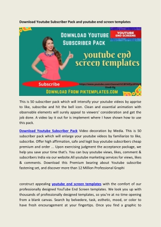 Download Youtube Subscriber Pack and youtube end screen templates