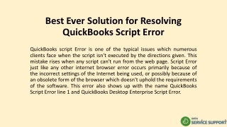 Best Ever Solution for Resolving QuickBooks Script Error