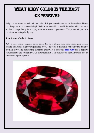 What Ruby Color is the most expensive