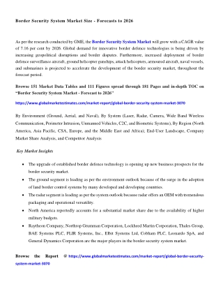 Border Security System Market Size - Forecasts to 2026