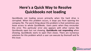 Resolve QuickBooks Not Loading Company File error in simple steps