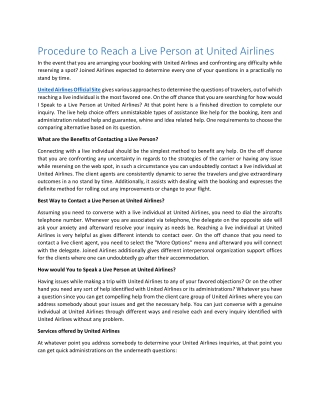 Procedure to Reach a Live Person at United Airlines