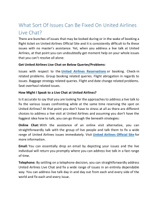 What Sort Of Issues Can Be Fixed On United Airlines Live