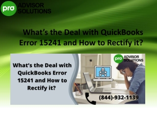 Why I am getting QuickBooks error 15241? Learn all the feasible solutions