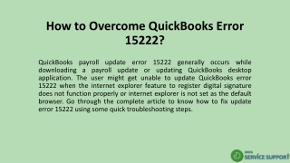 How to Overcome QuickBooks Error 15222?