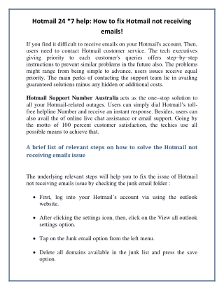 Hotmail 24 *7 help: How to fix Hotmail not receiving emails!