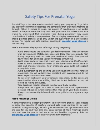 Safety Tips For Prenatal Yoga