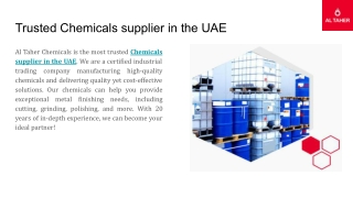 Trusted Chemicals supplier in the UAE