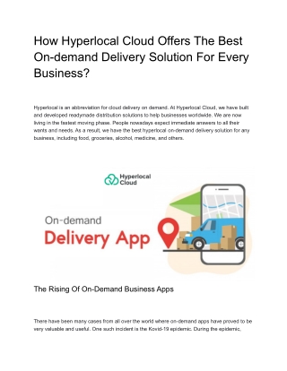 How Hyperlocal Cloud Offers The Best On-demand Delivery Solution