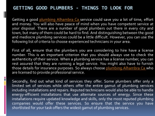Getting Good Plumbers - Things To Look For