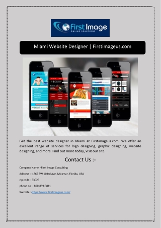 Miami Website Designer | Firstimageus.com