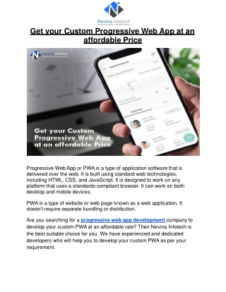 Get your Custom Progressive Web App at an affordable Price