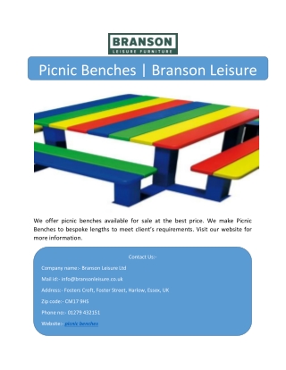 Picnic Benches | Branson Leisure