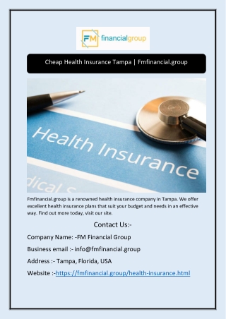 Cheap Health Insurance Tampa | Fmfinancial.group