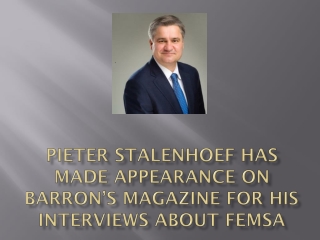 Pieter Stalenhoef has made Appearance on Barron’s Magazine for his Interviews about Femsa