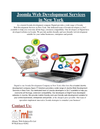 Joomla Web Development Services in New York