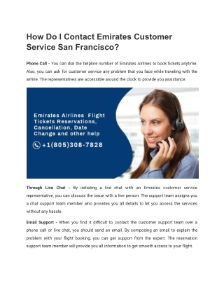 How Do I Contact Emirates Customer Service San Francisco?