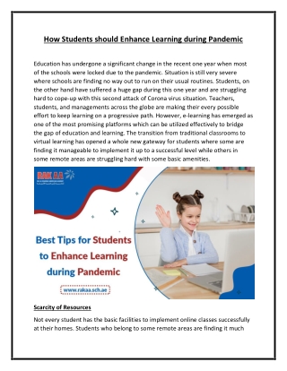 How Students should Enhance Learning during Pandemic