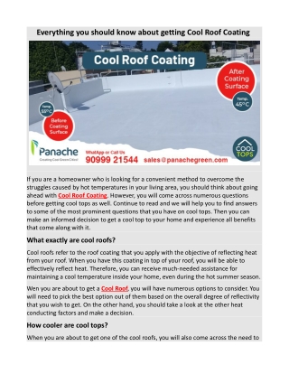 Everything you should know about getting Cool Roof Coating