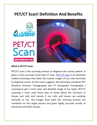 PETCT Scan! Definition And Benefits