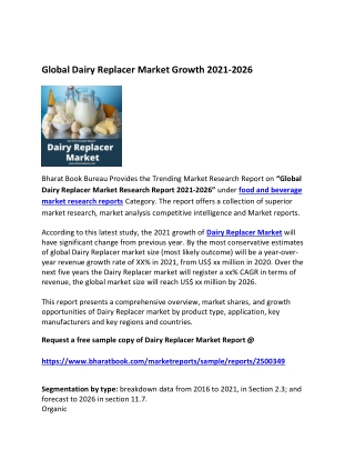 Global Dairy Replacer Market Forecast 2021-2026