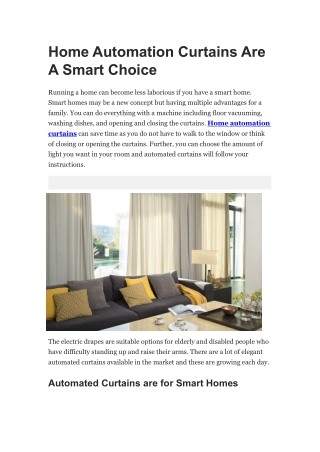 Home Automation Curtains Are A Smart Choice