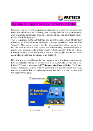 Choose The Top IT Solution Providers in Dubai