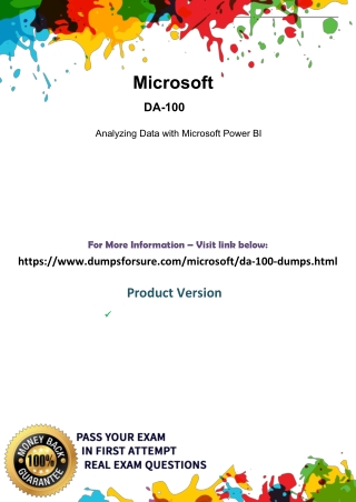 Microsoft DA-100 Dumps PDF -  100% passing Guarantee