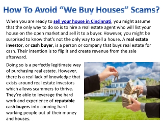 How To Avoid “We Buy Houses” Scams?