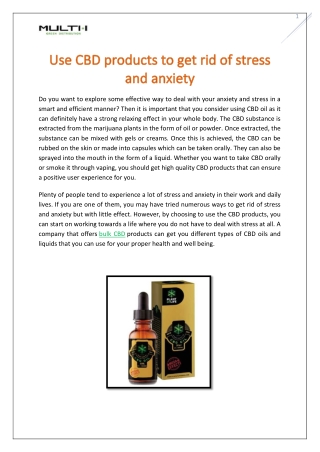 Use CBD products to get rid of stress and anxiety