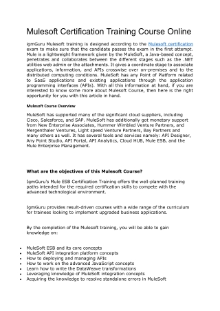 Mulesoft Certification Training Course Online