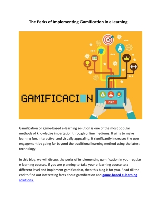 The Perks of Implementing Gamification in eLearning