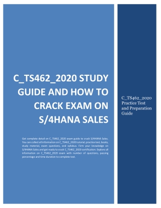 C_TS462_2020 STUDY GUIDE AND HOW TO CRACK EXAM ON S/4HANA SALES