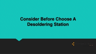 Feature of Desoldering Stations