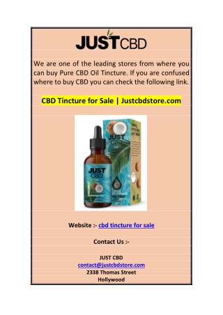 CBD Tincture for Sale  Justcbdstore.com