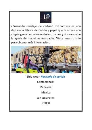 Reciclaje de cartón | Ipsl.com.mx