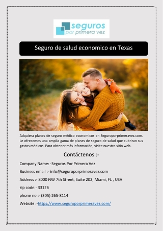 Seguro de salud economico en Texas