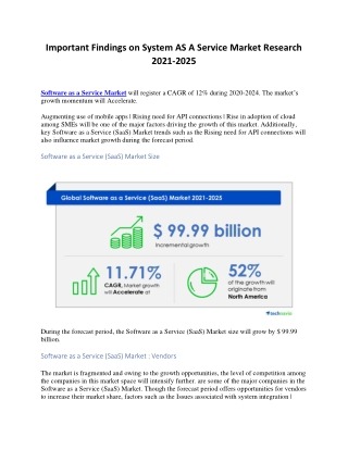 Important Findings on System AS A Service Market Research 2021