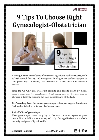 9 Tips To Choose Right Gynecologist-Obstetrician