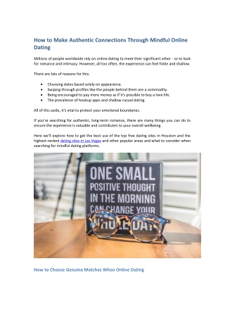 How to Make Authentic Connections Through Mindful Online Dating