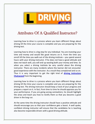 Attributes Of A Qualified Instructor