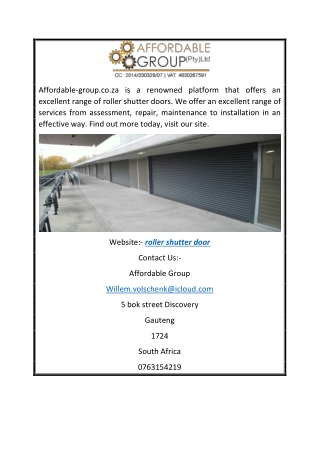 Roller Shutter Door | Affordable-group.co.za