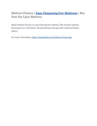 Mattress Finance | Easy Financing For Mattress | Buy Now Pay Later Mattress